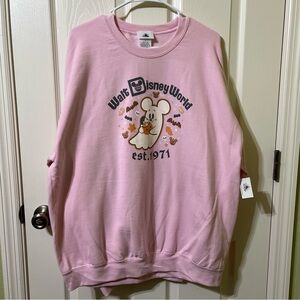 Disney 2025 Halloween Mickey Ghost Pink crewneck pullover Walt Disney World NWT